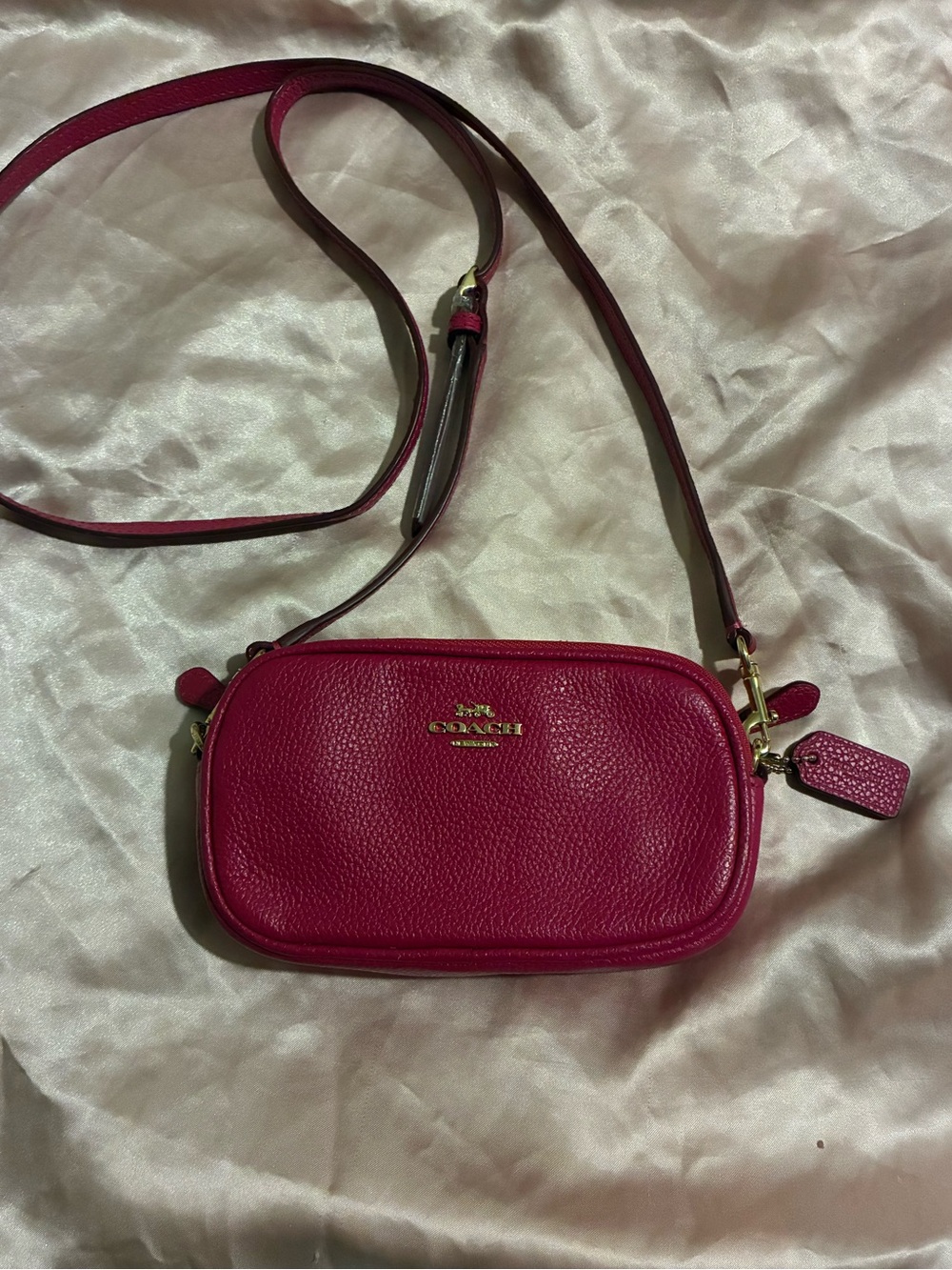 Coach Pebbled Leather Crossbody Bag in Berry